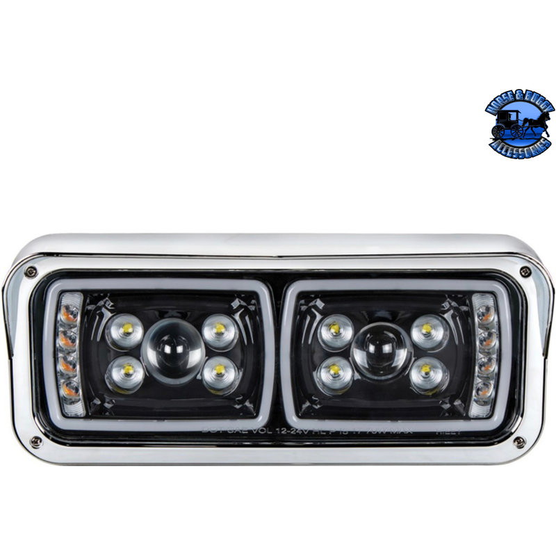 10 HIGH POWER LED PROJECTION HEADLIGHT WITH LED TURN SIGNAL & POSITION LIGHT BAR (Choose Side) (Choose Color) LED Headlight Black / Driver's Side Light Gray