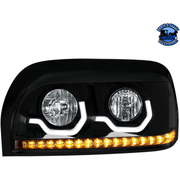 PROJECTION HEADLIGHT WITH LED TURN SIGNAL & LIGHT BAR FOR FREIGHTLINER CENTURY (Choose Color) (Choose Side) HEADLIGHT Black / Driver's Side Tan