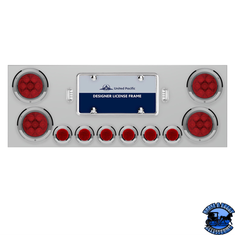 SS Rear Center Panel With 4X Red LED 4" Light & 6X Red LED 2" Light & Bezel -Red Lens -Comp. Series #35081