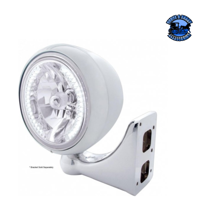 GUIDE 682-C STYLE HEADLIGHT H4 BULB WITH 34 WHITE LED (Choose Color) HEADLIGHT Stainless,Chrome,Black Light Gray