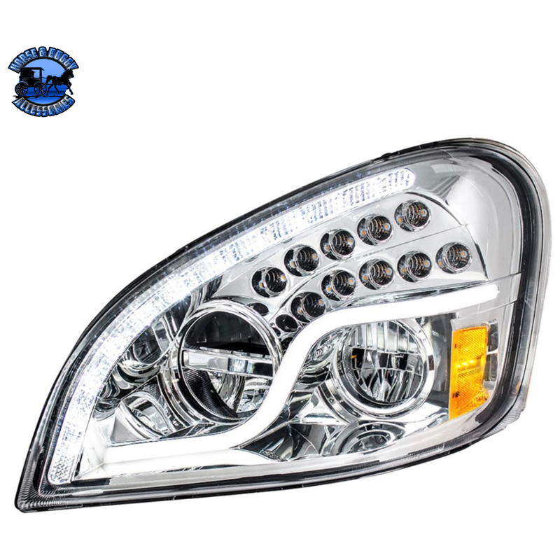 HIGH POWER LED HEADLIGHT WITH LED DRL & LED TURN SIGNAL FOR 2008-2017 FL CASCADIA (Choose Color) (Choose Side) LED Headlight Chrome / Driver's Side,Chrome / Passenger's Side,Black / Passenger's Side Light Gray