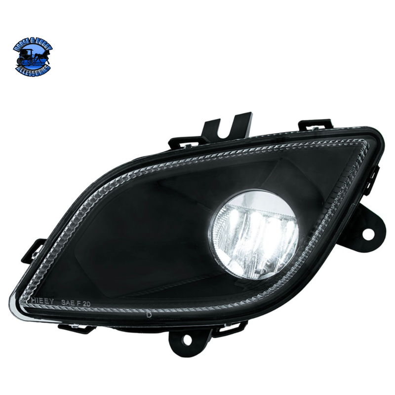SINGLE LED FOG LIGHT FOR 2018-2024 FREIGHTLINER CASCADIA - COMPETITION SERIES (Choose Color) (Choose Side) Headlight Black / Driver's Side Black