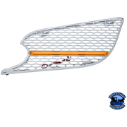 CHROME AIR INTAKE GRILLE WITH LED GLOLIGHT FOR 2012-2021 PETERBILT 579 (Choose Lens Color) (Choose Side) Air Intake Amber / Driver's Side,Amber / Passenger's Side,Clear / Driver's Side,Clear / Passenger's Side Light Gray