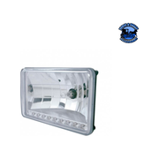ULTRALIT - 4" X 6" CRYSTAL HEADLIGHT WITH 9 LED POSITION LIGHT (Choose Color) (Choose Side) HEADLIGHT White / Low,White / High,Amber / Low,Amber / High Gray