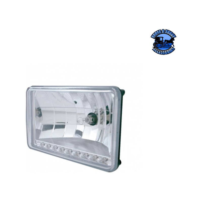 ULTRALIT - 4" X 6" CRYSTAL HEADLIGHT WITH 9 LED POSITION LIGHT (Choose Color) (Choose Side) HEADLIGHT White / Low,White / High,Amber / Low,Amber / High Gray