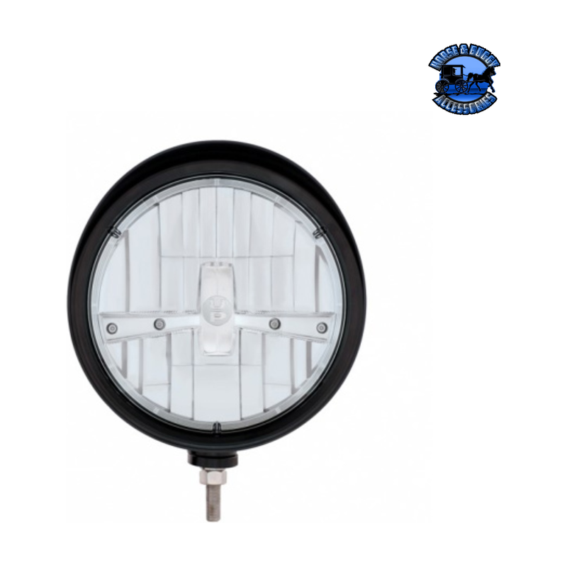 Black "Billet" Style Groove Headlight With Visor 5 LED Bulb - Chrome #32691 HEADLIGHT Dark Slate Gray