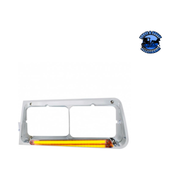 24 LED HEADLIGHT BEZEL WITH GLOLIGHT FOR 1989-2009 FREIGHTLINER FLD (Choose Color) (Choose Side) LED Headlight Bezel Clear / Driver's Side Gray