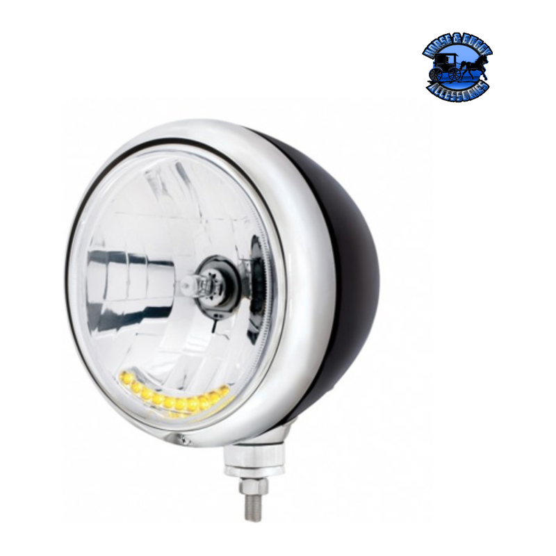 GUIDE 682-C STYLE HEADLIGHT H4 BULB WITH 10 AMBER LED (Choose Color) HEADLIGHT Black Light Gray