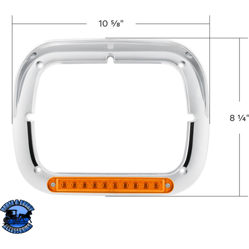 10 LED 5" X 7" HEADLIGHT BEZEL WITH VISOR (Choose Lens Color) Headlight Bezel Amber,Clear Light Gray