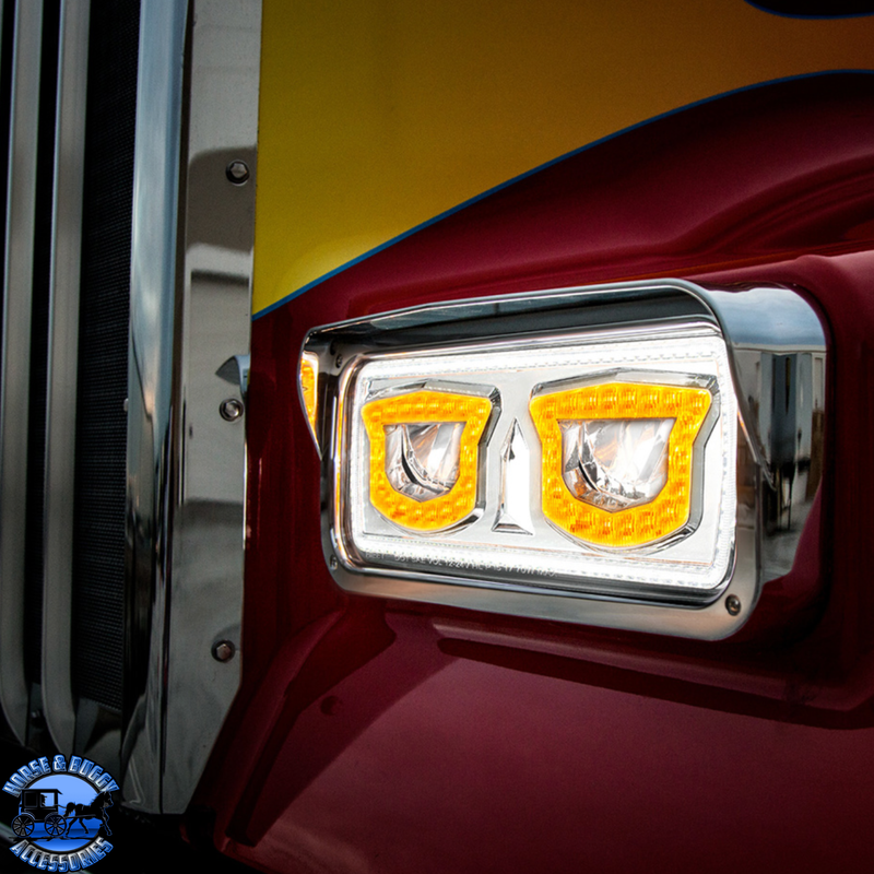 HIGH POWER LED HEADLIGHT WITH TURN SIGNAL AND POSITION LIGHT (Choose Side) (Choose Finish) LED Headlight Chrome / Driver's Side,Chrome / Passenger's Side,Black / Driver's Side,Black / Passenger's Side Dark Slate Gray