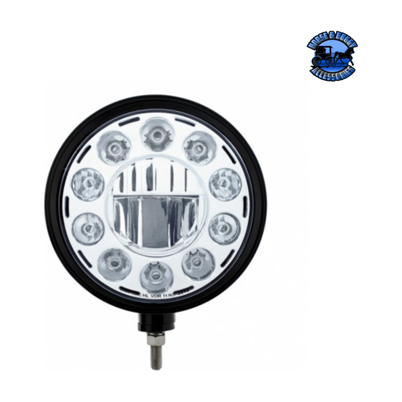 Black "Billet" Style Groove Headlight 11 LED Bulb - Chrome #32675 HEADLIGHT Light Gray