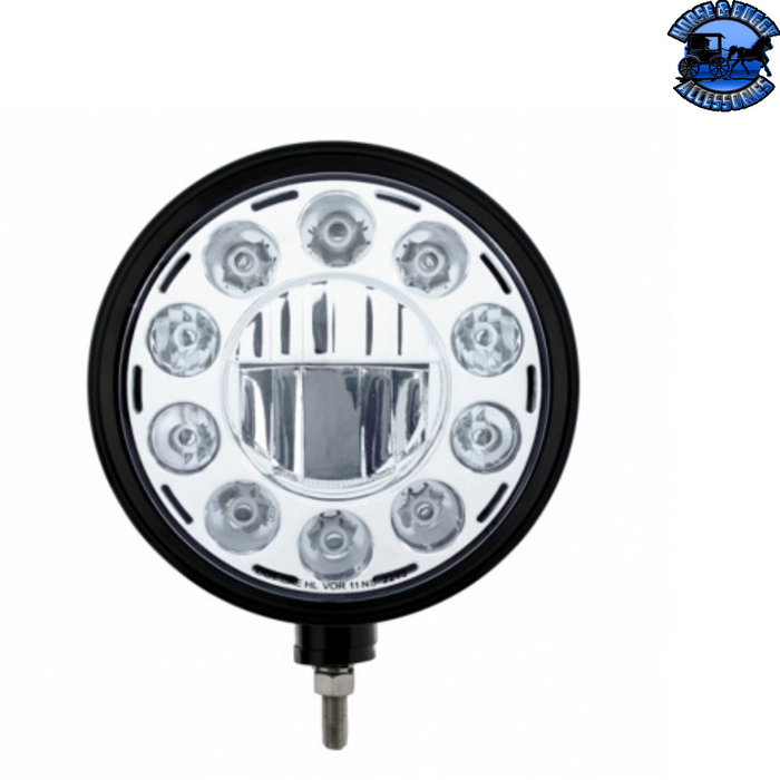Light Gray Black "Billet" Style Groove Headlight 11 LED Bulb - Chrome #32675 HEADLIGHT