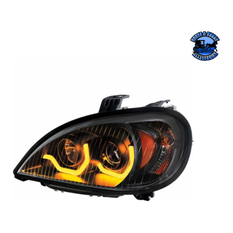 PROJECTION HEADLIGHT WITH DUAL FUNCTION LIGHT BAR FOR 2001-2020 FREIGHTLINER COLUMBIA (Choose Color) (Choose Side) HEADLIGHT Black / Driver's Side Black