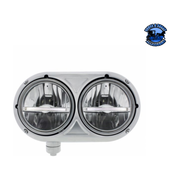 HEADLIGHT ASSEMBLY WITH 304 SS HOUSING & LED HEADLIGHTS W/LED POSITION LIGHT FOR PETERBILT 359 (Choose Color) (Choose Side) HEADLIGHT White / Driver's Side Gray