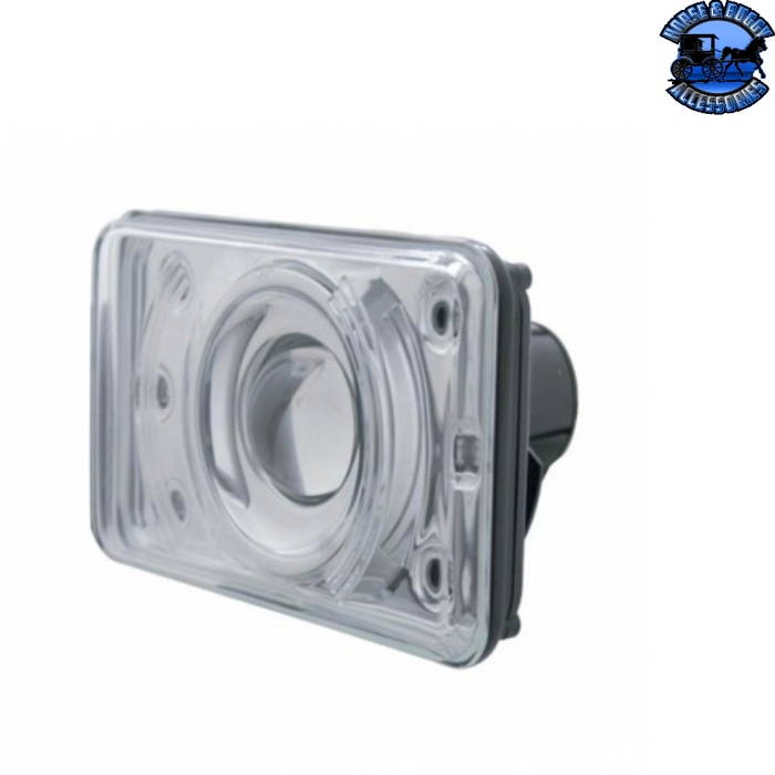 Dark Gray ULTRALIT - 4" X 6" CRYSTAL PROJECTION HEADLIGHT WITH 6 WHITE LED POSITION LIGHT (Choose High or Low) HEADLIGHT Low,High