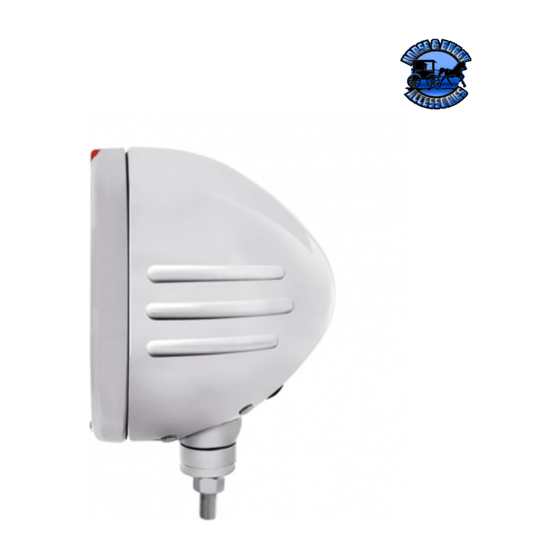 STAINLESS STEEL BULLET EMBOSSED STRIPE HEADLIGHT H6024 & DUAL MODE LED SIGNAL (Choose Color) universal headlight Amber,Clear Light Gray