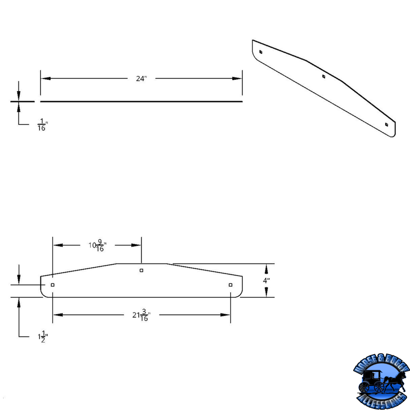 24" X 4" Stainless Steel Bottom Mud Flap Plate - Bolt Thru #21409