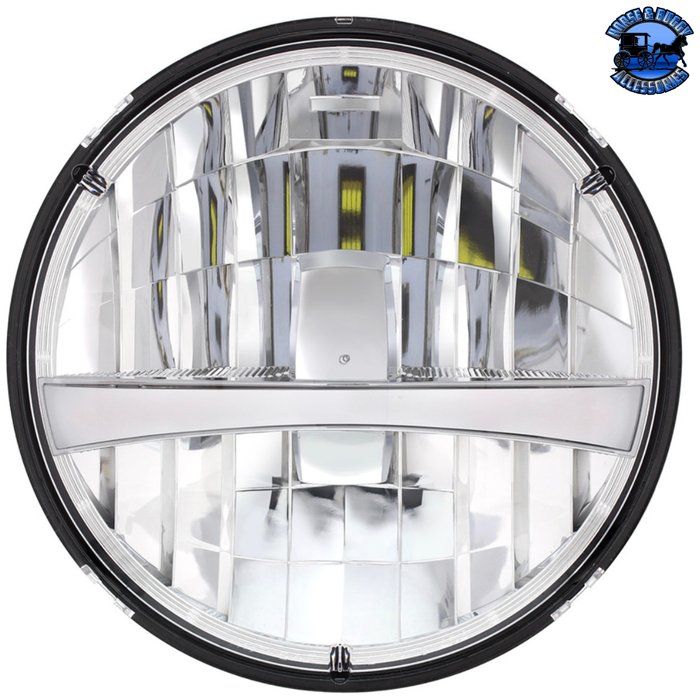 Light Gray ULTRALIT - High Power LED 7" Headlight With Turn Signal & White Position Light Bar (Choose Color) LED Headlight White