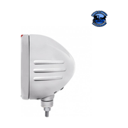 STAINLESS STEEL BULLET EMBOSSED STRIPE HEADLIGHT CRYSTAL H4 & DUAL MODE LED SIGNAL (Choose Color) universal headlight Amber,Clear Light Gray