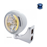 GUIDE 682-C STYLE HEADLIGHT H4 BULB WITH 34 AMBER LED (Choose Color) HEADLIGHT Stainless,Chrome,Black Gray