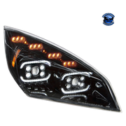 10 LED PROJECTOR HEADLIGHT WITH LED SEQUENTIAL TURN & DRL FOR 2018-2024 CASCADIA (Choose Color) (Choose Side) HEADLIGHT Black / Passenger's Side Black