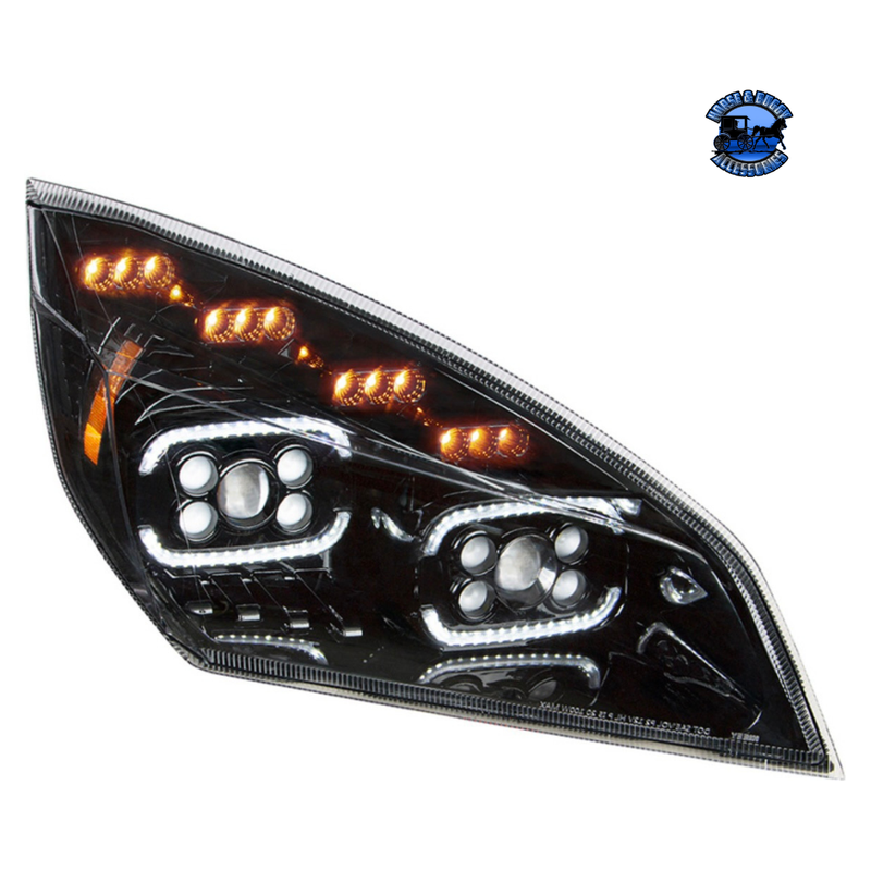 10 LED PROJECTOR HEADLIGHT WITH LED SEQUENTIAL TURN & DRL FOR 2018-2024 CASCADIA (Choose Color) (Choose Side) HEADLIGHT Black / Passenger's Side Black