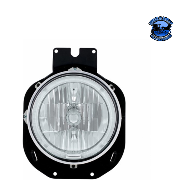 Crystal Headlight With Amber LED Halo Ring For 1996-2005 Freightliner Century #31281 Crystal Headlight Gray
