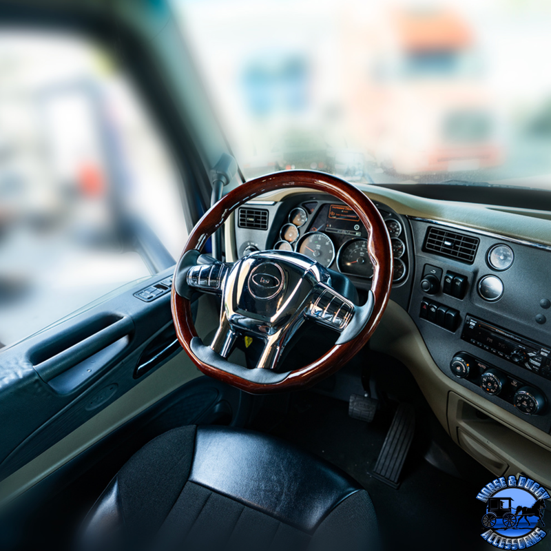 18" YOURGRIP WOOD STEERING WHEEL FOR 2012-2021 PETERBILT 579 & 2013-2021 KENWORTH T680 #88189 steering wheel Dark Slate Gray