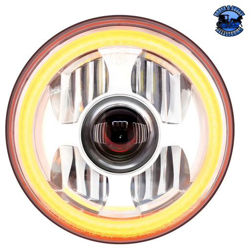 Tan ULTRALIT - High Power LED 7" Projection Headlight With Dual Color LED Position Halo Ring #31496 HEADLIGHT