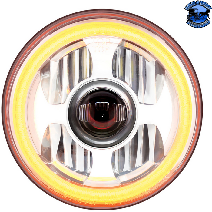 Tan ULTRALIT - High Power LED 7" Projection Headlight With Dual Color LED Position Halo Ring #31496 HEADLIGHT