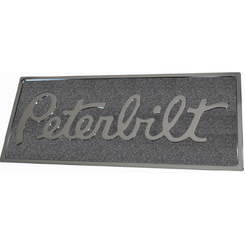 PETERBILT ENGRAVED EMBLEM RECTANGULAR BLACK METALLIC 195 EMBLEM Dim Gray