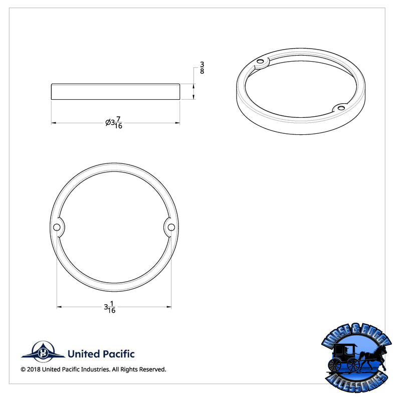 Stainless Steel Low Profile 3/8" tall Cab Light Bezel #30317 watermelon Black
