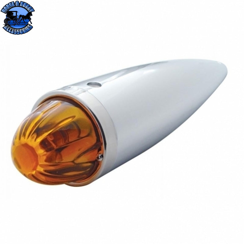 UP-30534 Chrome Die Cast Torpedo Cab Light With Watermelon Glass Lens & 1156 Bulb - Amber