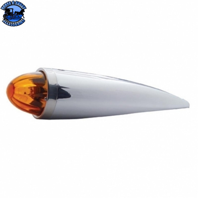 UP-30534 Chrome Die Cast Torpedo Cab Light With Watermelon Glass Lens & 1156 Bulb - Amber