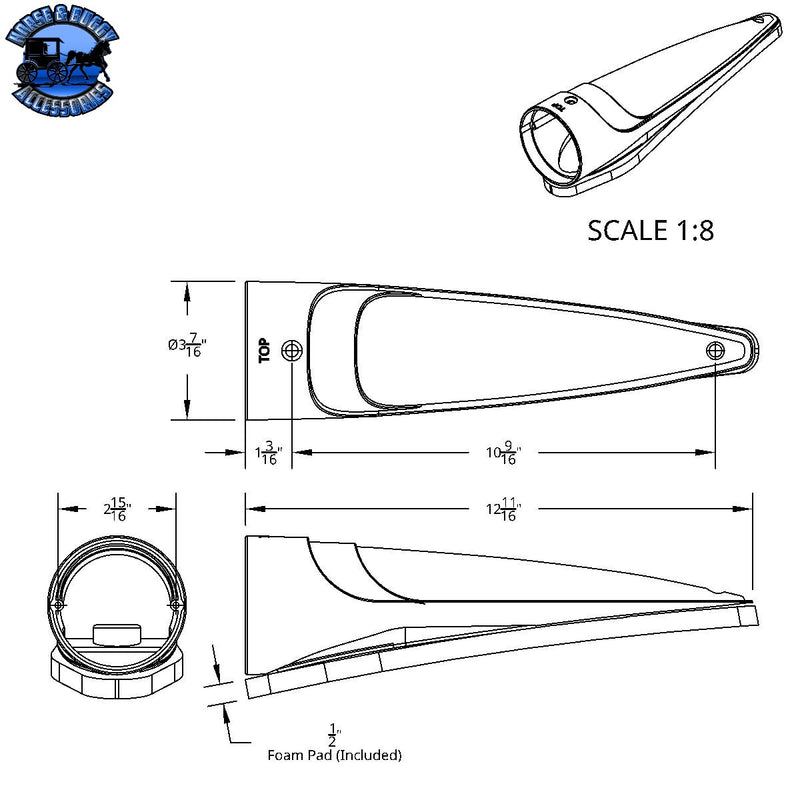 Carcasa de luz de cabina LED cromada "Competition Series" sin visera para luz estilo Grakon 1000 (a granel)