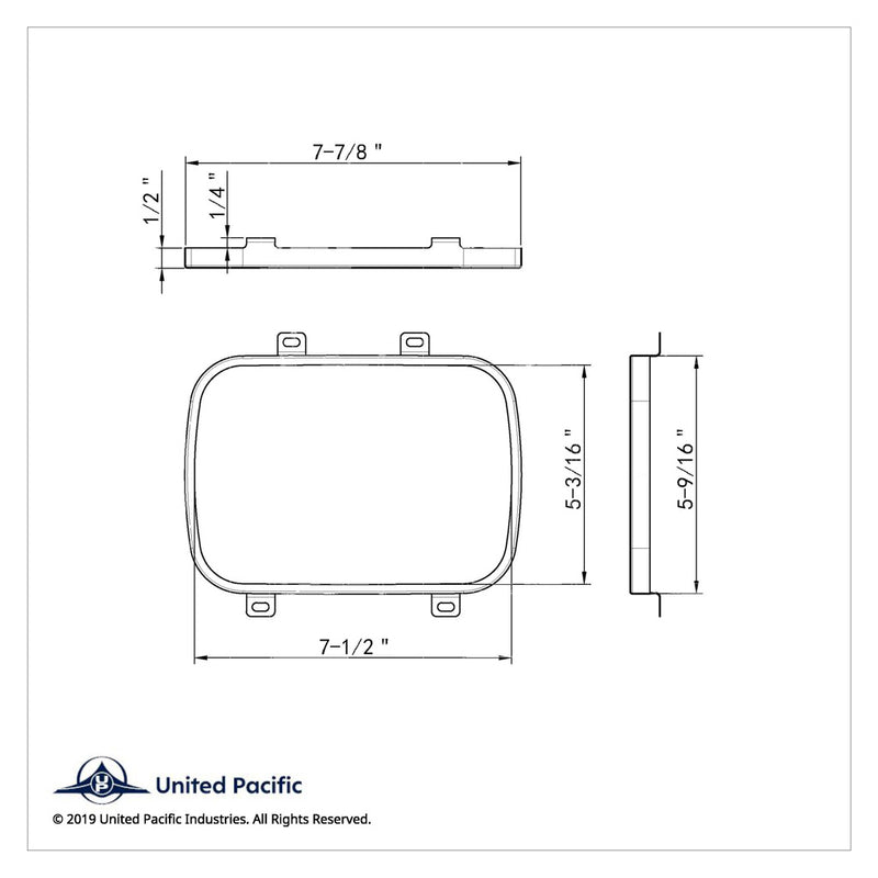 Stainless Steel 5" X 7" Headlight Retaining Ring (Bulk) Light Gray
