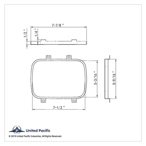 Stainless Steel 5" X 7" Headlight Retaining Ring (Bulk) Light Gray