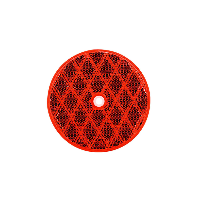 3 3/16" Round Center Bolt Reflector - Red (10 Pcs)