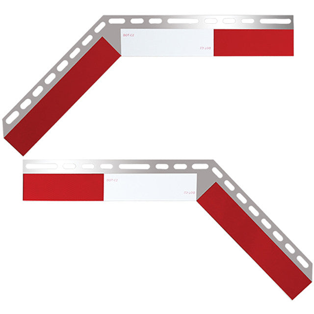 TIRA DE GUARDABARROS ANGULADA DE ALUMINIO CON CINTA DOT-C2 DE 6", ROJO/BLANCO/ROJO