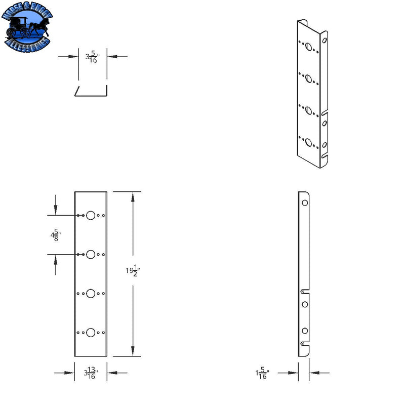 Solo soportes para filtro de aire delantero de acero inoxidable Peterbilt, 4 recortes de luz cada uno (par)