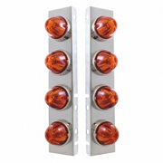 UP-30983 SS Front Air Cleaner Bracket With 8X Glass Watermelon Lights & SS Bezels For Peterbilt-Dark Amber Lens