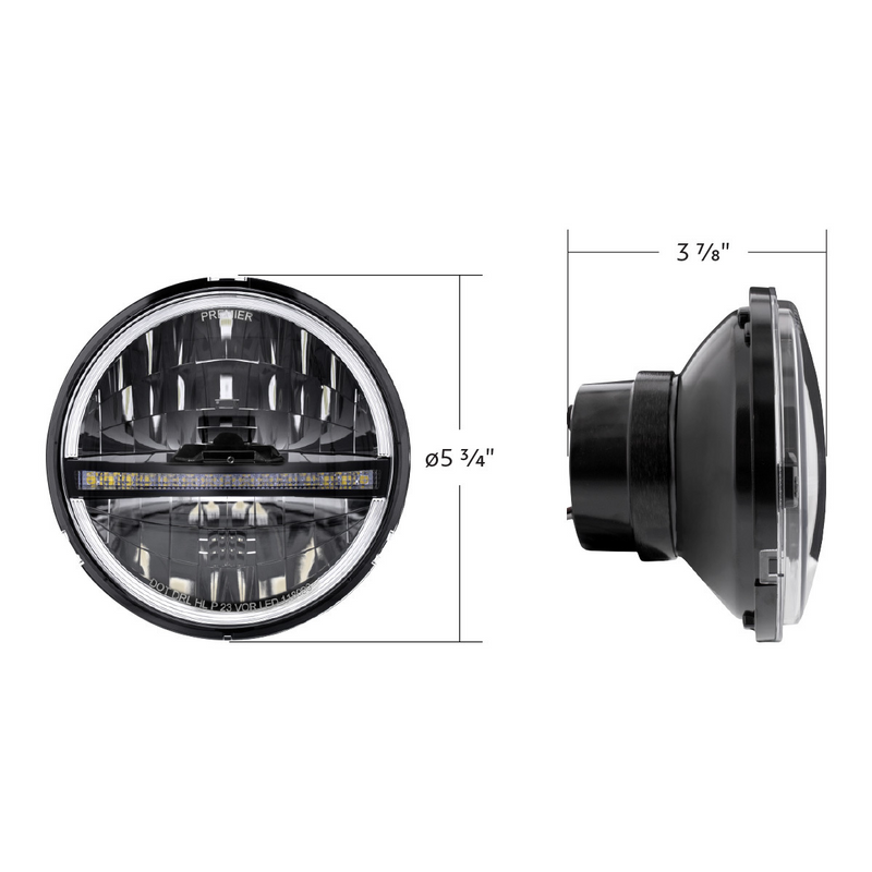ULTRALIT - 20 High Power LED 5-3/4" Headlight With LED DRL/Position Light - Black