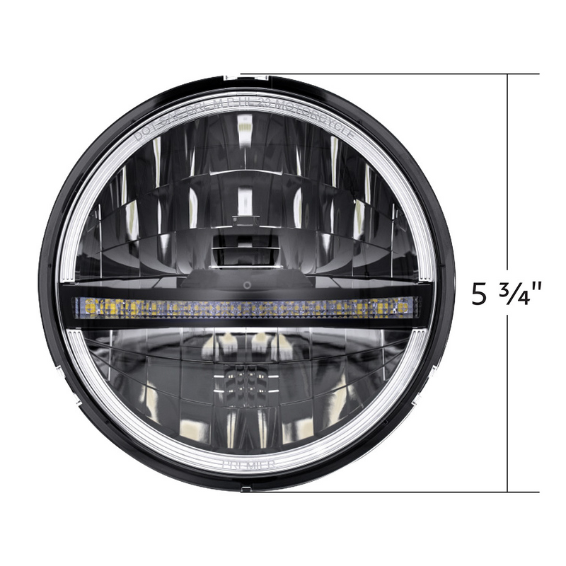 ULTRALIT - 20 High Power LED 5-3/4" Motorcycle Headlight With LED DRL/Position Light - Black
