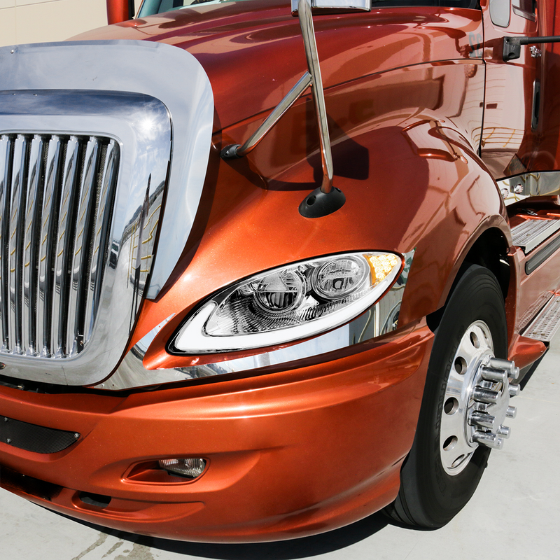 Chrome LED Headlight With LED Light Bar & Turn Signal For 2006-2017 International Prostar-Driver
