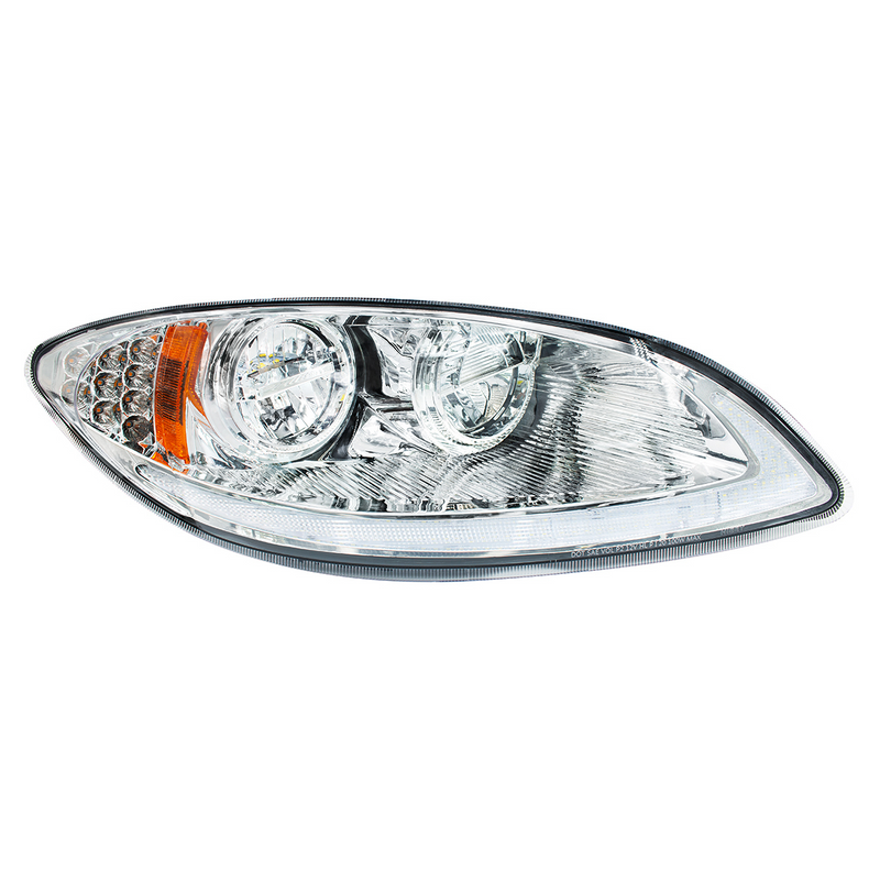 Chrome LED Headlight With LED Light Bar & Turn Signal For 2006-2017 International Prostar-Passenger