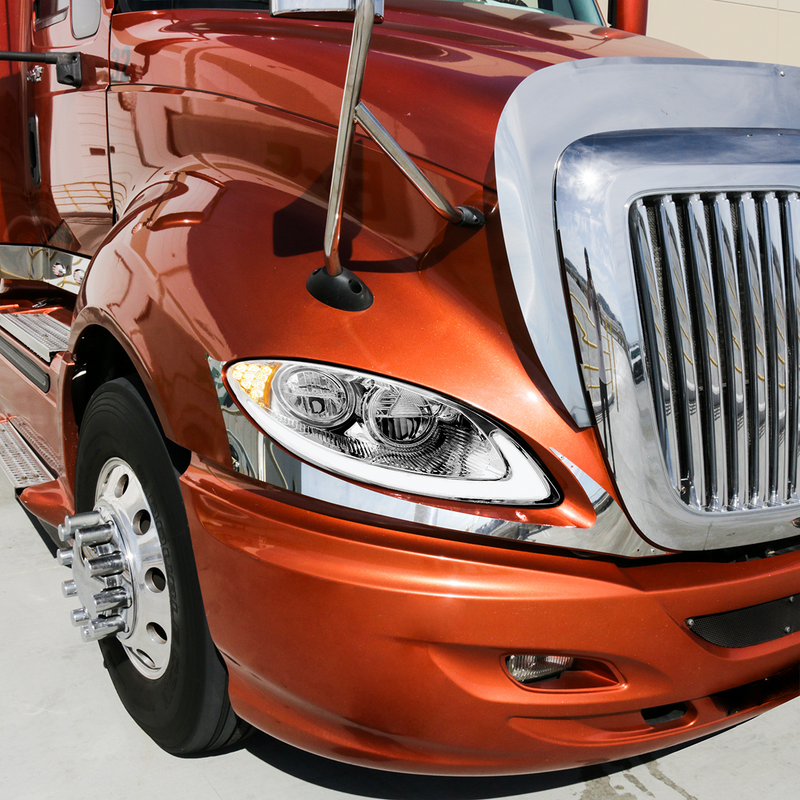 Chrome LED Headlight With LED Light Bar & Turn Signal For 2006-2017 International Prostar-Passenger