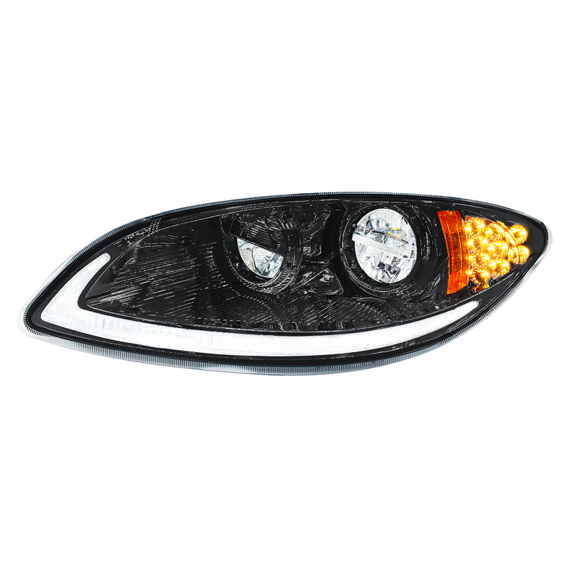 Blackout LED Headlight With LED Light Bar & Turn Signal For 2006-2017 International Prostar-Driver