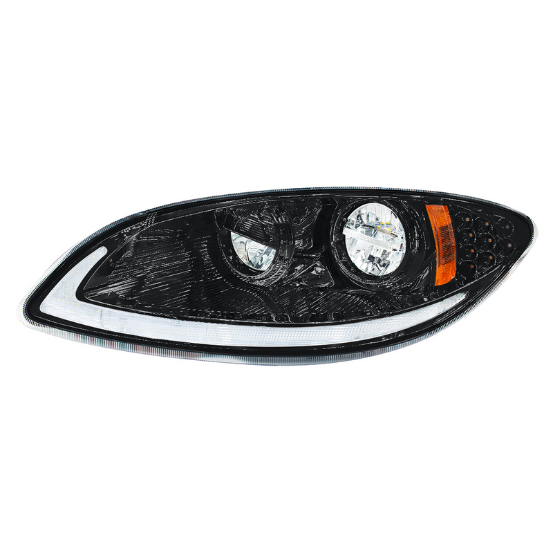 Blackout LED Headlight With LED Light Bar & Turn Signal For 2006-2017 International Prostar-Driver