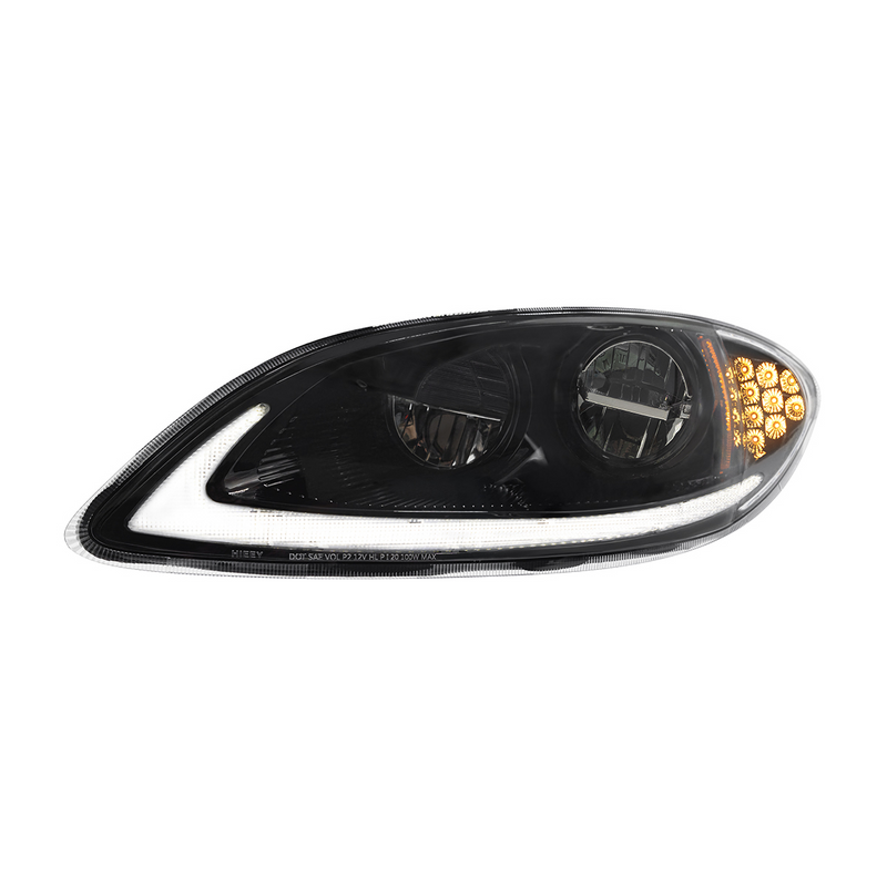 Blackout LED Headlight With LED Light Bar & Turn Signal For 2006-2017 International Prostar-Driver