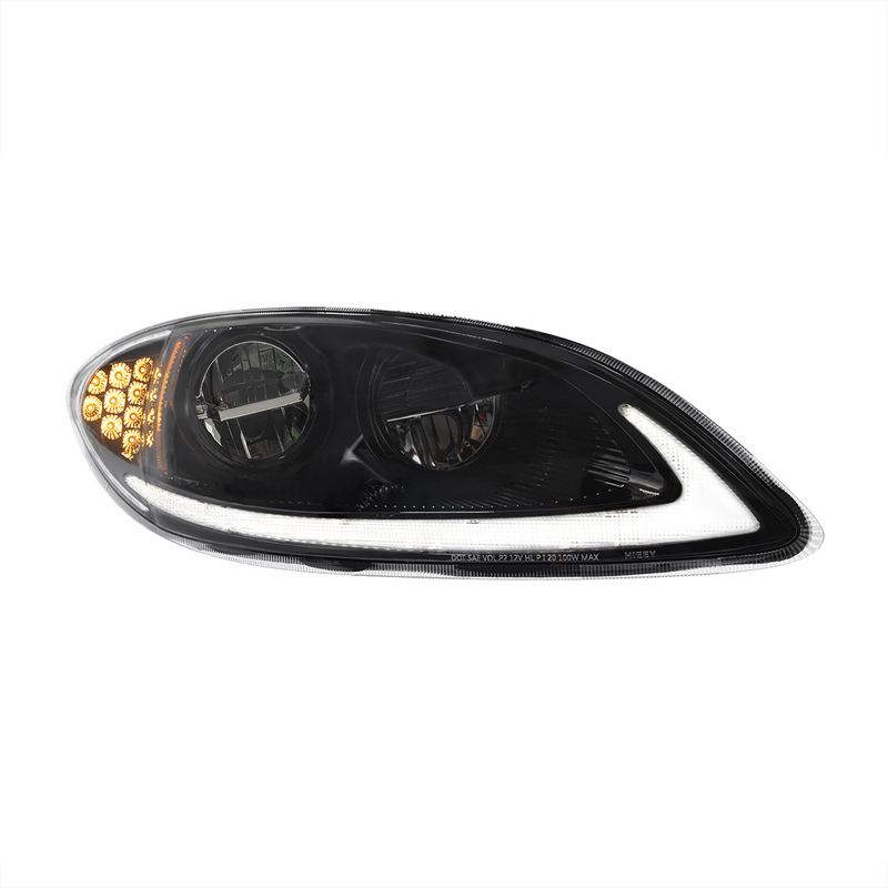 Blackout LED Headlight With LED Light Bar & Turn Signal For 2006-2017 International Prostar-Passenger